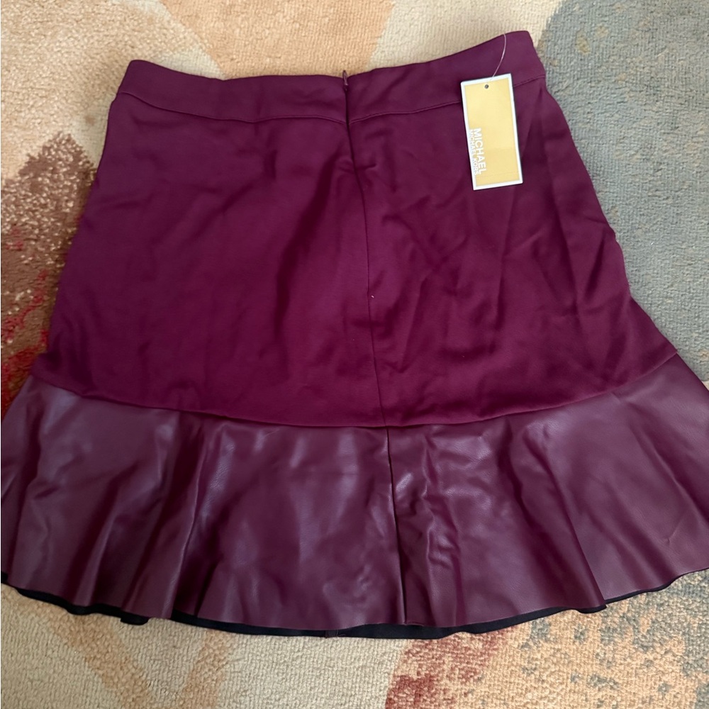 Michael Kors Burgundy Mini Skirt with Ruffle Detail